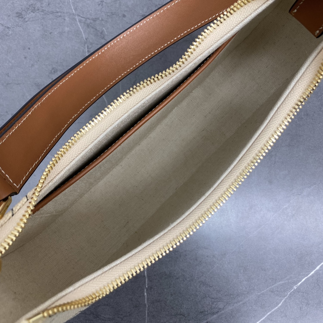 Celine Medium Ava Strap Bag In Canvas And Calfskin Shoulder Bag Cream 196923